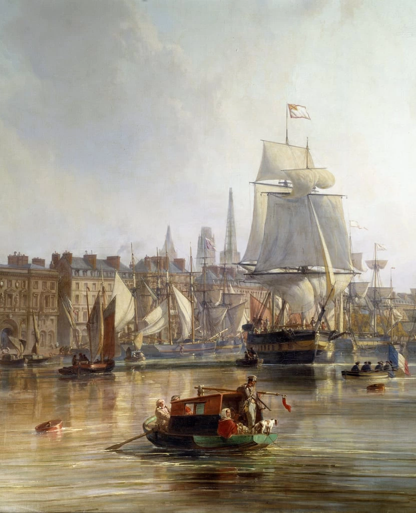 Nel porto di Roen, nave - Musee des Beaux, Arts, Rouen, dettaglio